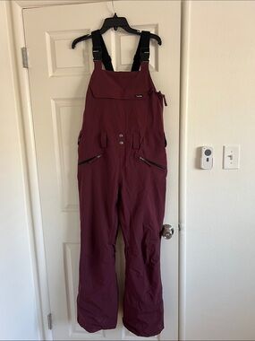 Insulated Burgundy Bib Snow Pants Overalls
